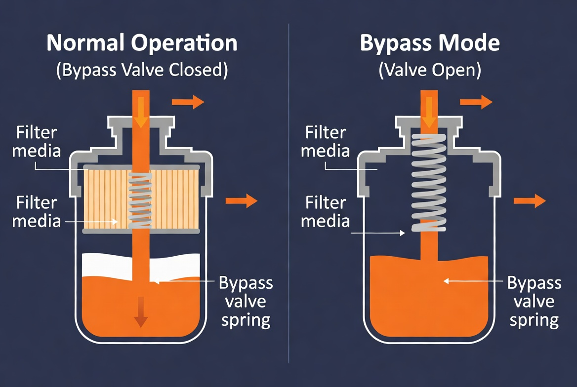 The bypass valve opens