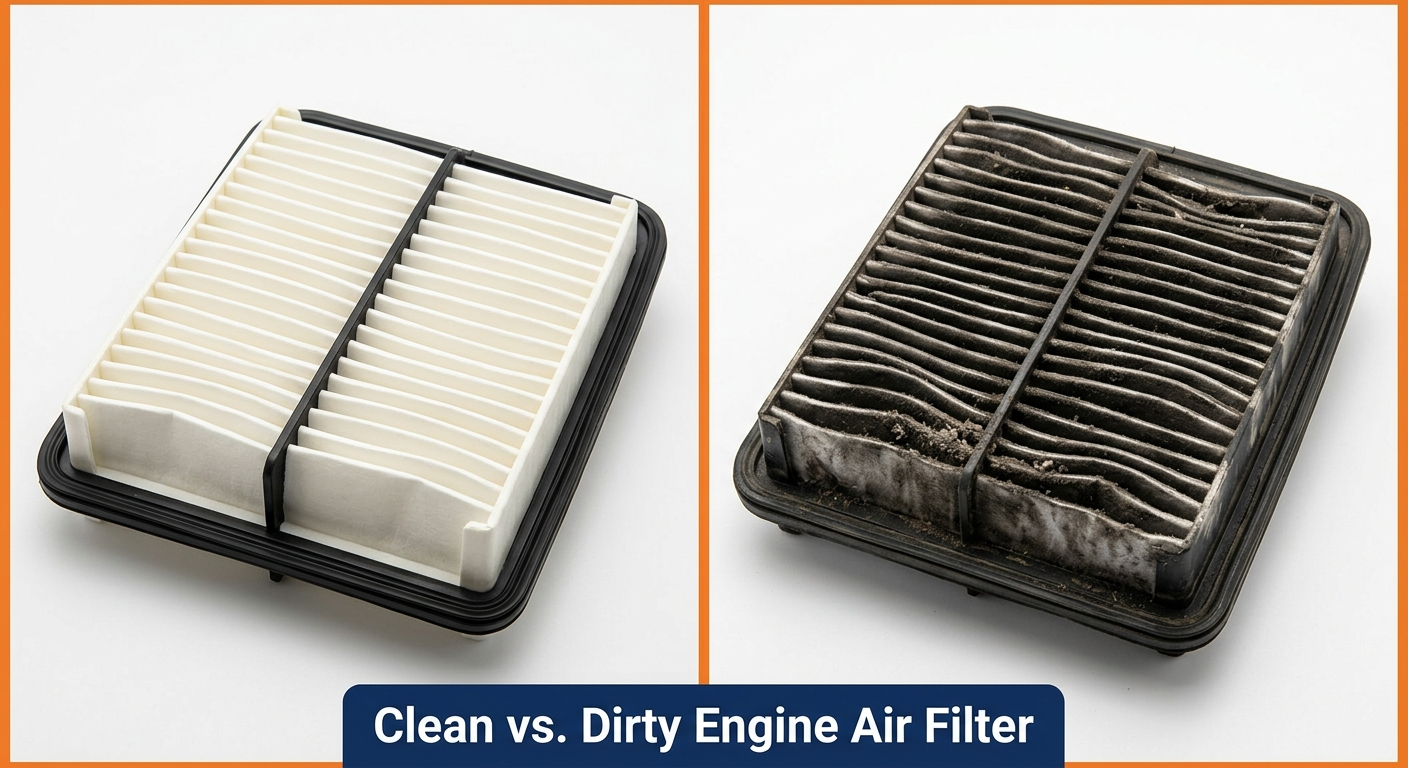 Clean vs Dirty Engine Air Filter