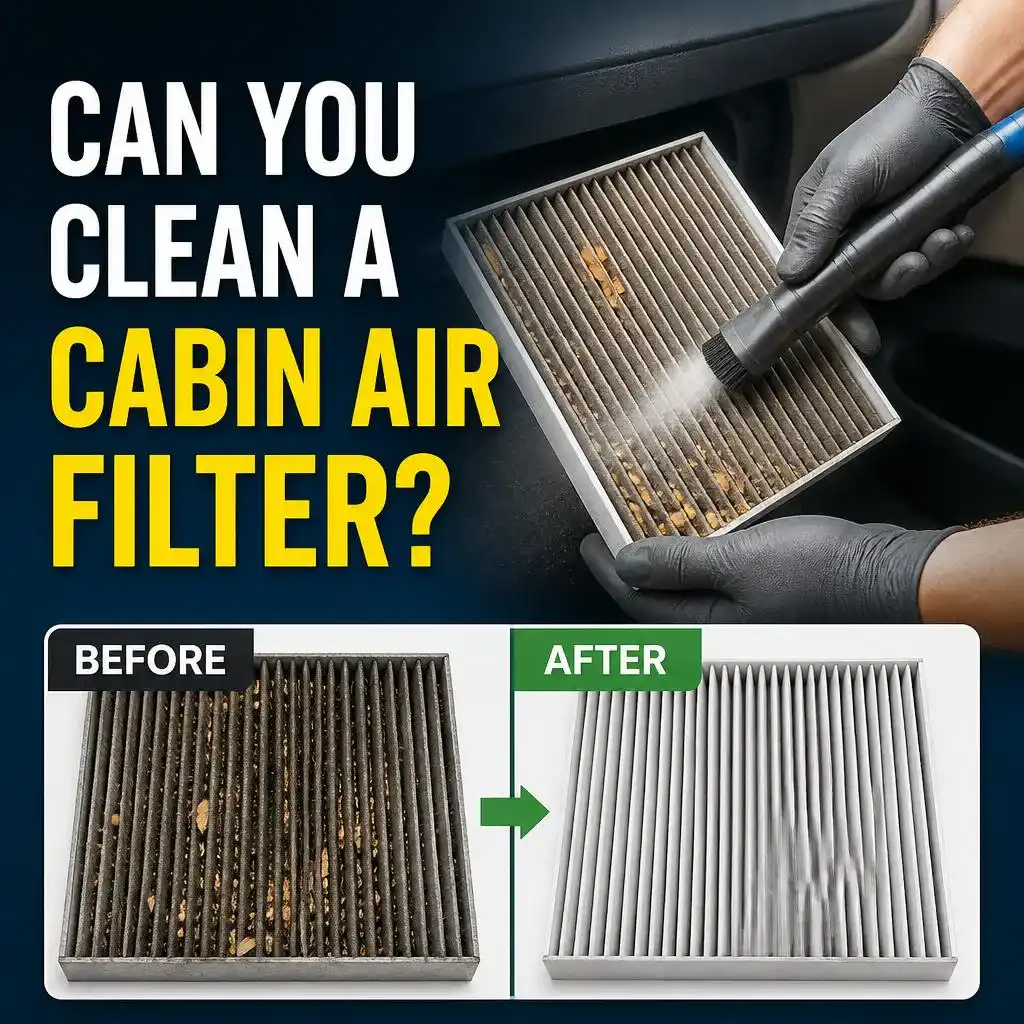 Before and after comparison of cleaning a car filter, answering if can you clean a cabin air filter
