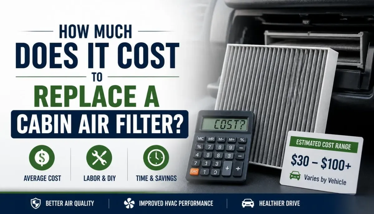 An estimation guide showing the cost to replace a cabin air filter