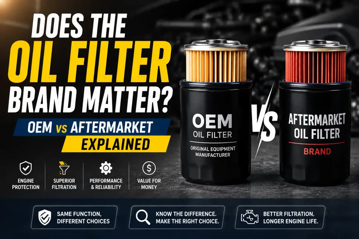 Featured graphic comparing an OEM oil filter side-by-side with an aftermarket oil filter