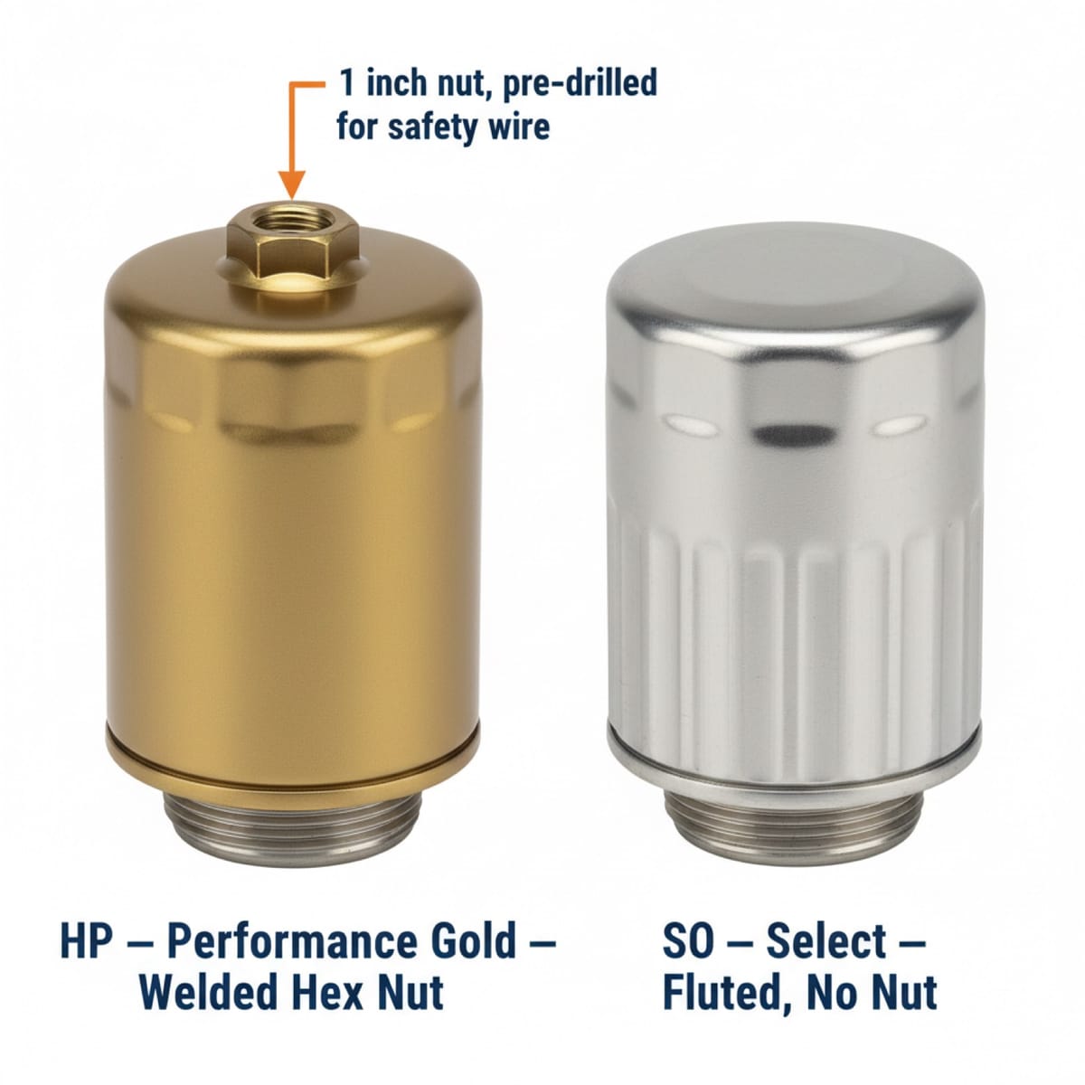 K&N HP and SO series spin-on oil filter canisters compared side by side