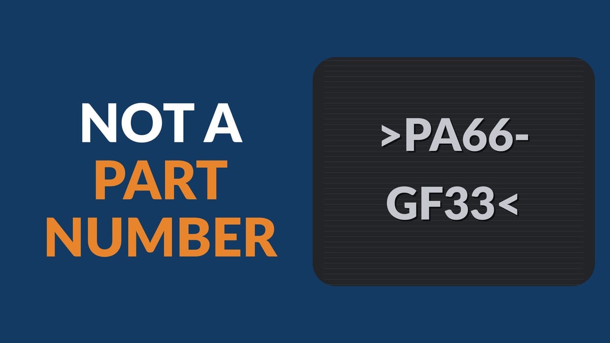 The moulded marking >PA66-GF33< on black plastic beside the words Not a part number