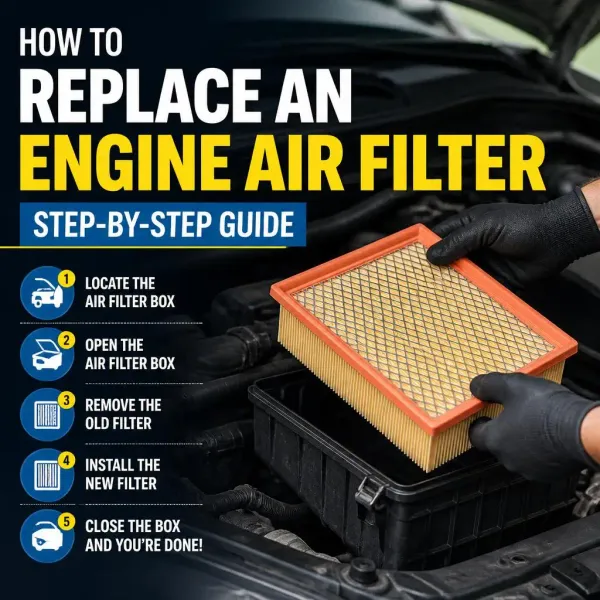 Mechanic installing a new filter, showcasing how to replace an engine air filter