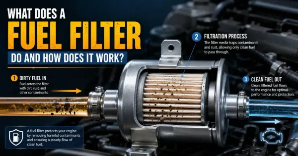 Diagram showing what does a fuel filter do and how it works