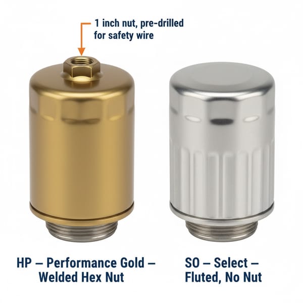 K&N HP and SO series spin-on oil filter canisters compared side by side