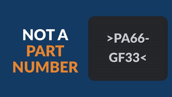 The moulded marking >PA66-GF33< on black plastic beside the words Not a part number